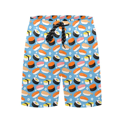 Sushi Print Design LKS304 Men's Swim Trunks Beach Shorts