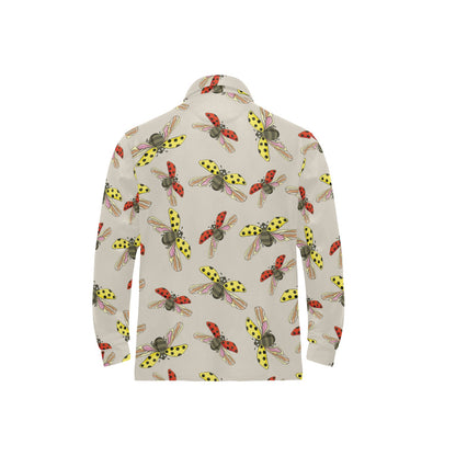 Ladybug Pattern Print Design 04 Long Sleeve Polo Shirt For Men's