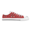 Bandana Red Pattern Print Design LKS3010 Women's White Low Top Shoes