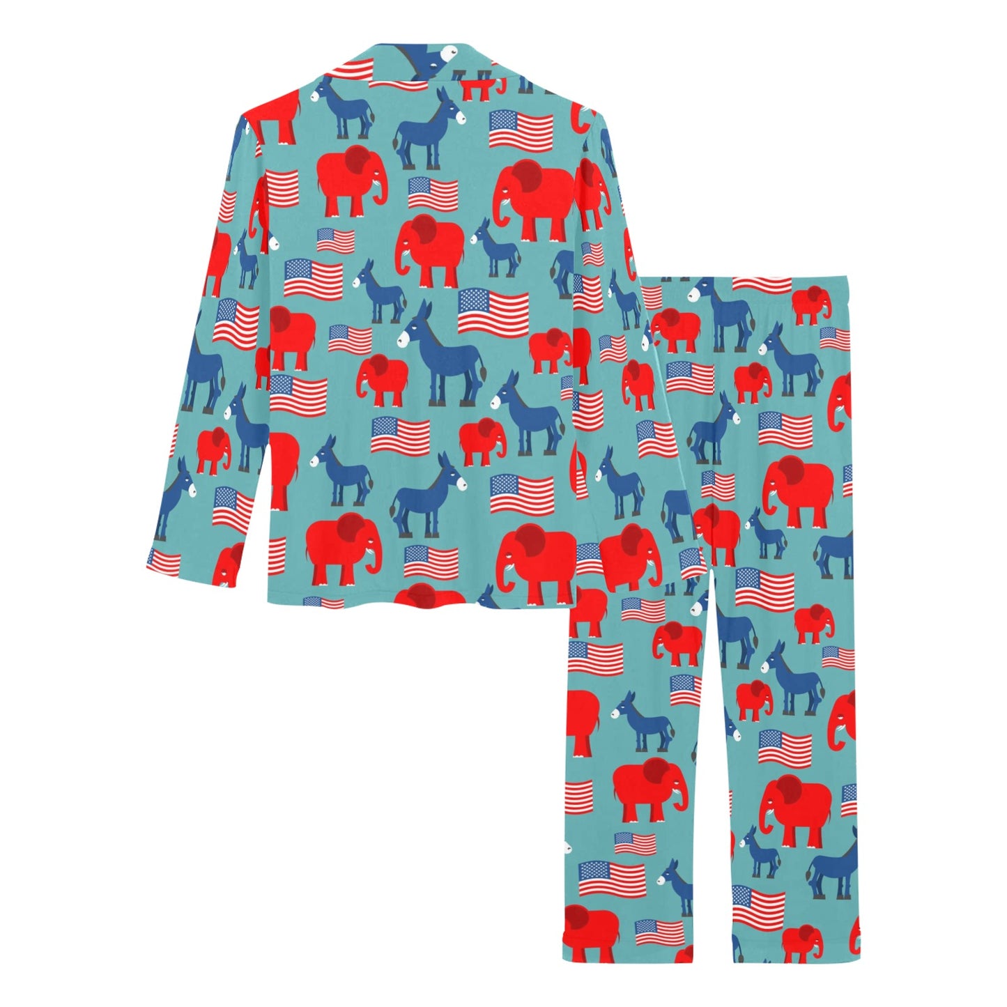Donkey Red Elephant Pattern Print Design 03 Women's Long Pajama Set