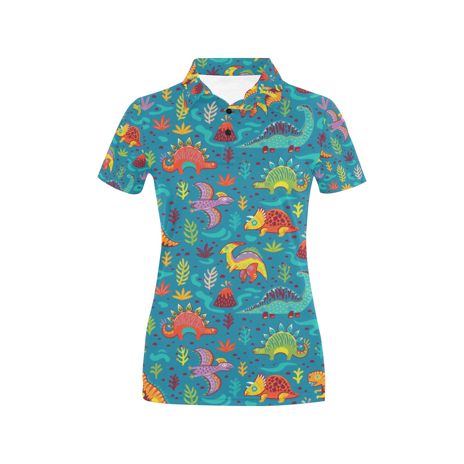 Dinosaur Cartoon Style Women's Polo Shirt