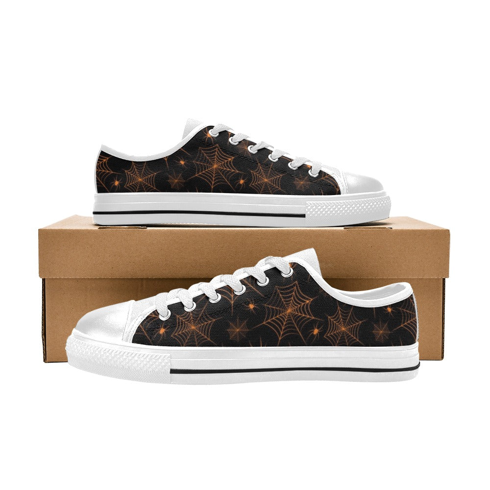 Spider Web Print Design LKS306 Women's White Low Top Shoes