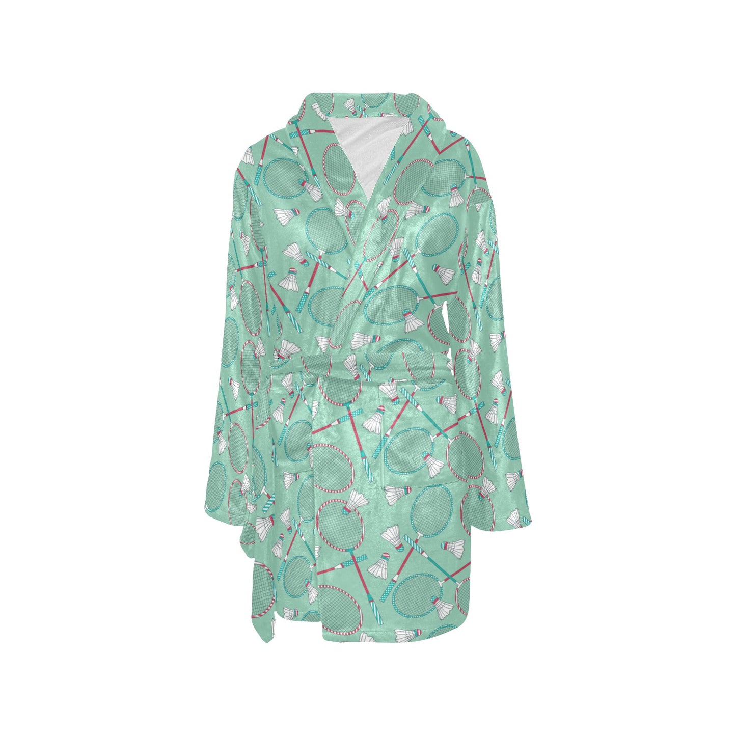Badminton Pattern Print Design 05 Women's Fleece Robe