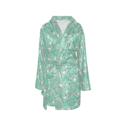 Badminton Pattern Print Design 05 Women's Fleece Robe