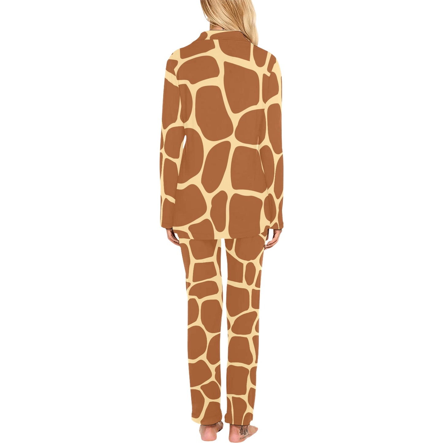 Giraffe Texture Print Women's Long Pajama Set