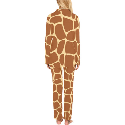 Giraffe Texture Print Women's Long Pajama Set