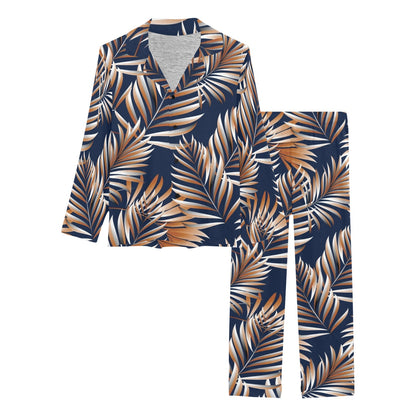 Tropical Flower Pattern Print Design TF07 Women's Long Pajama Set