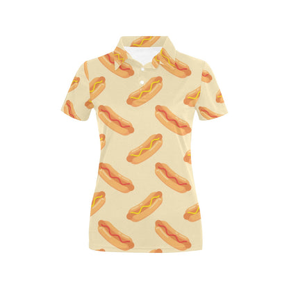Hot Dog Pattern Print Design 05 Women's Polo Shirt
