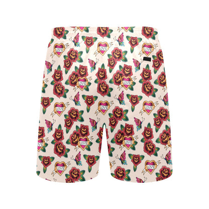 Tattoo Rose Print Design LKS302 Men's Swim Trunks Beach Shorts