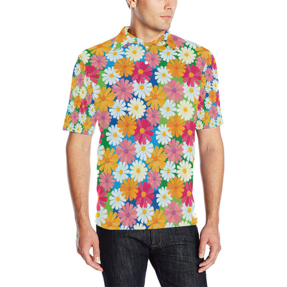 Daisy Pattern Print Design DS05 Men Polo Shirt