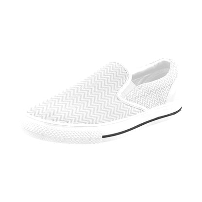 Chevron Print Design LKS401 White Slip Ons Canvas Women's Shoes