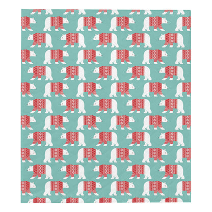 Polar Bear Pattern Print Design A04 Premium Quilt