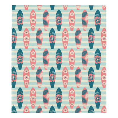 Aloha Hawaii Surfboard Pattern Print Design 02 Premium Quilt