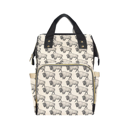 Bison Pattern Print Design 02 Diaper Bag Backpack