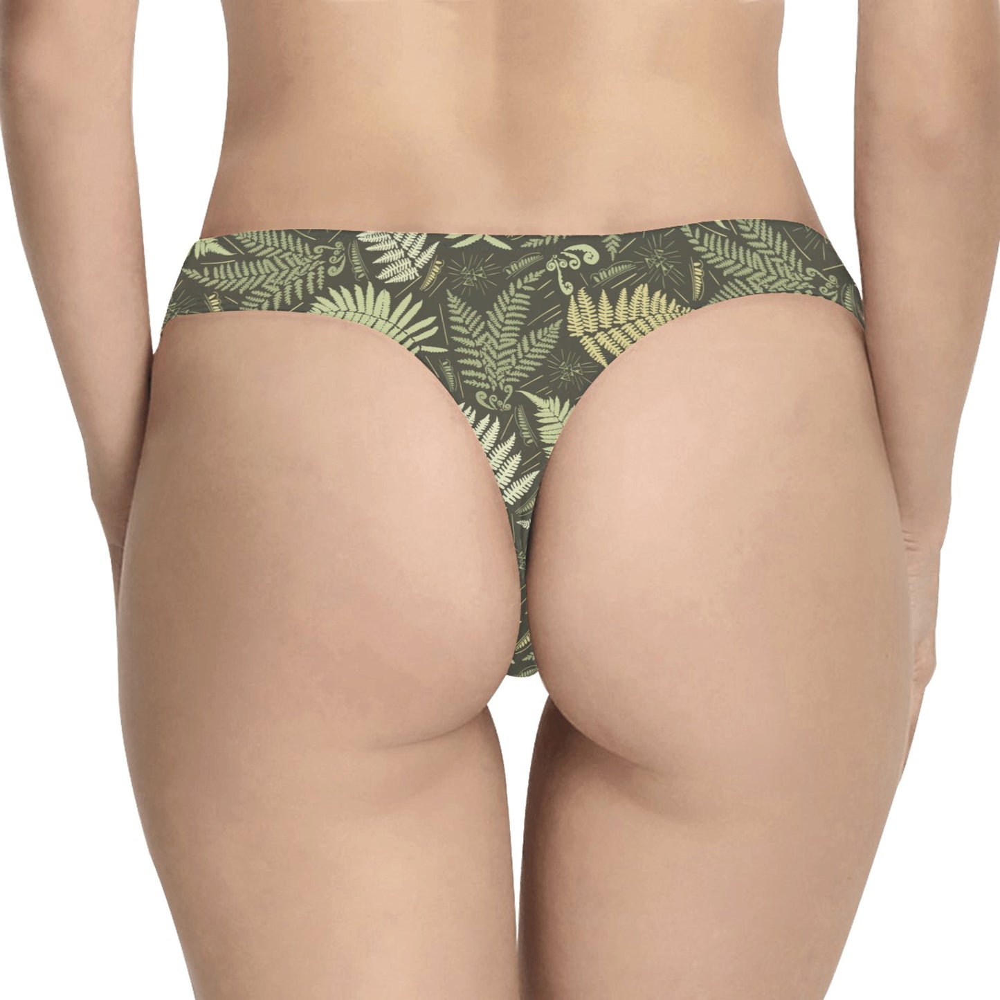 Fern Leave Green Print Pattern Women's Thongs