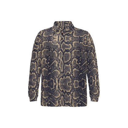 Snake Skin Pattern Print Long Sleeve Polo Shirt For Men's