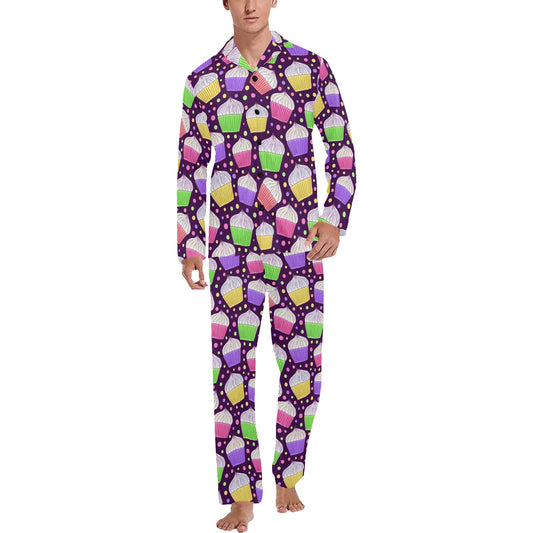 Cupcake Pattern Print Design CP07 Men's Long Pajama Set