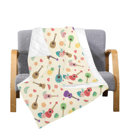 Ukulele Pattern Print Design 01 Premium Quilt