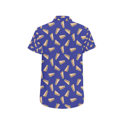 Sandwich Print Design LKS303 Men Short Sleeve Button Up Shirt