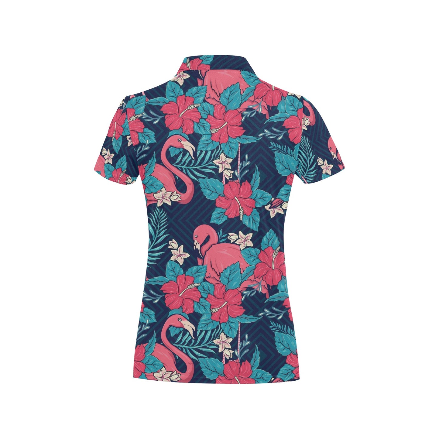 Flamingo Red Hibiscus Pattern Women's Polo Shirt