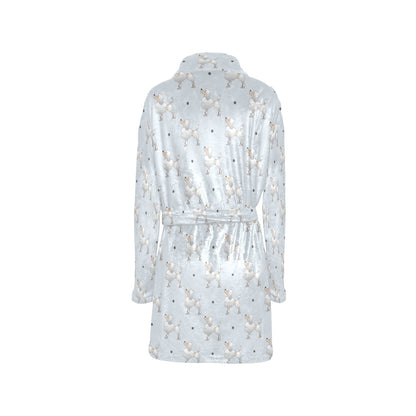Poodle Pattern Print Design A05 Women's Fleece Robe