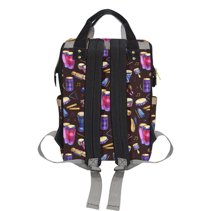 Percussion Neon Pattern Print Design 04 Diaper Bag Backpack