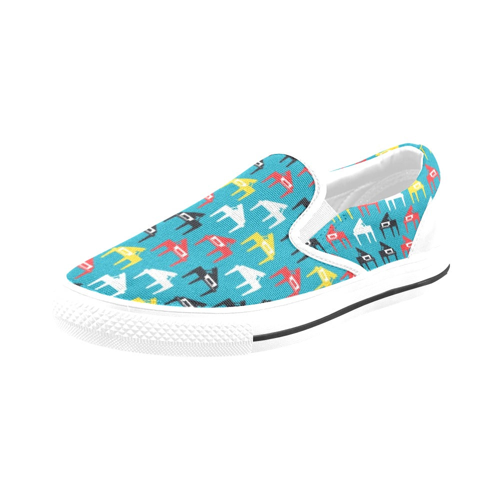 Piano Print Design LKS403 White Slip Ons Canvas Women's Shoes