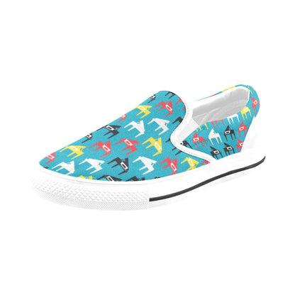 Piano Print Design LKS403 White Slip Ons Canvas Women's Shoes