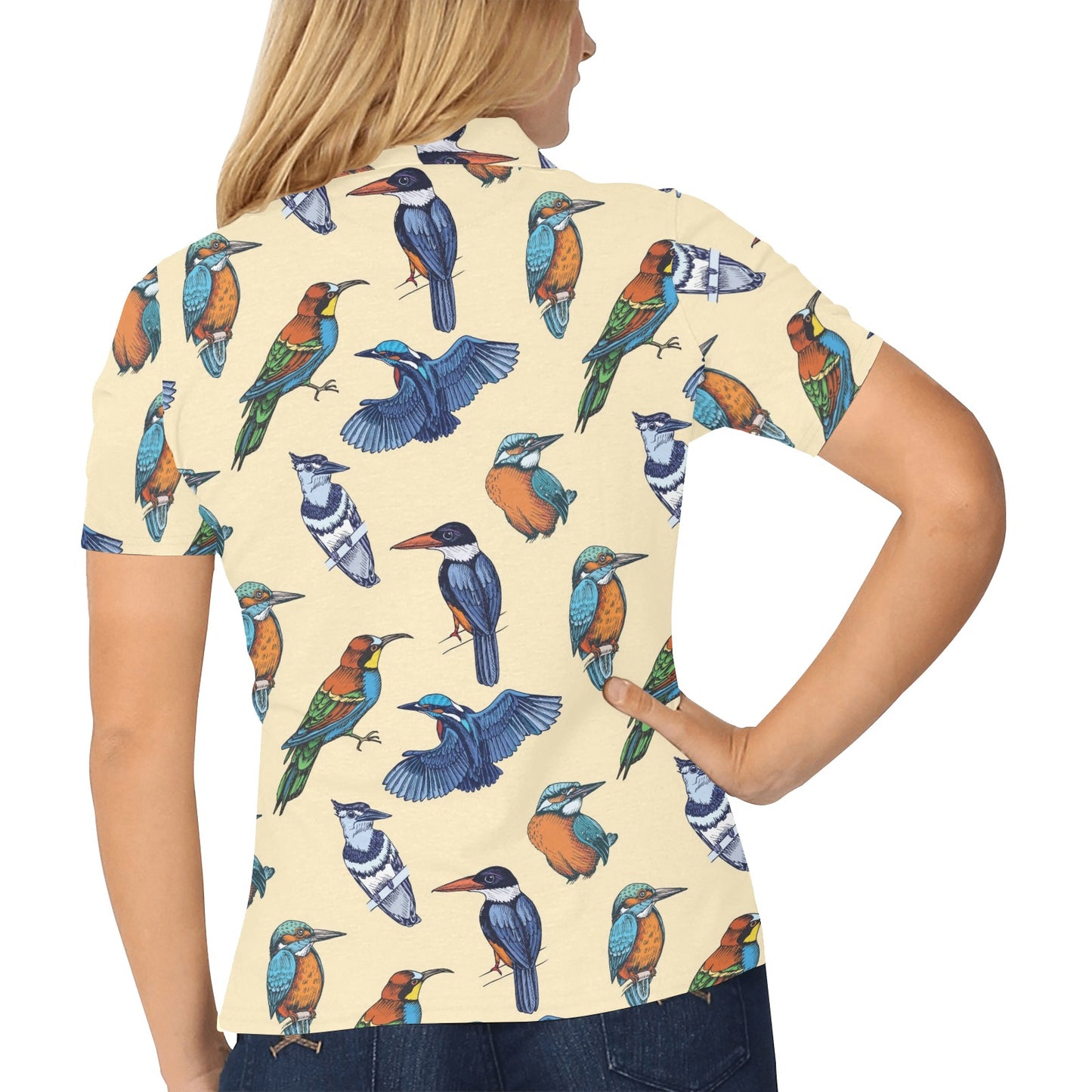 Kingfisher Bird Pattern Print Design 04 Women's Polo Shirt