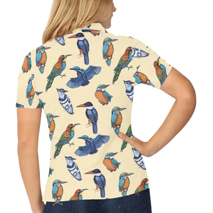 Kingfisher Bird Pattern Print Design 04 Women's Polo Shirt