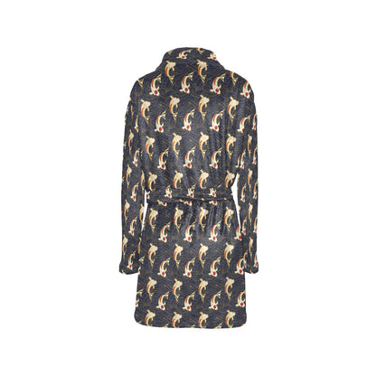 Koi Carp Japanese Design Themed Print Women's Fleece Robe