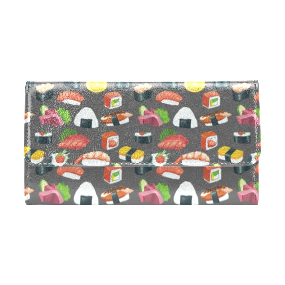 Sushi Pattern Print Women's Trifold Wallet