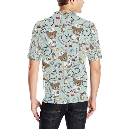Nurse Bear Pattern Print Design A01 Men Polo Shirt