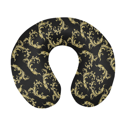 Baroque Golden Pattern Print Design 01 U-Shaped Travel Neck Pillow