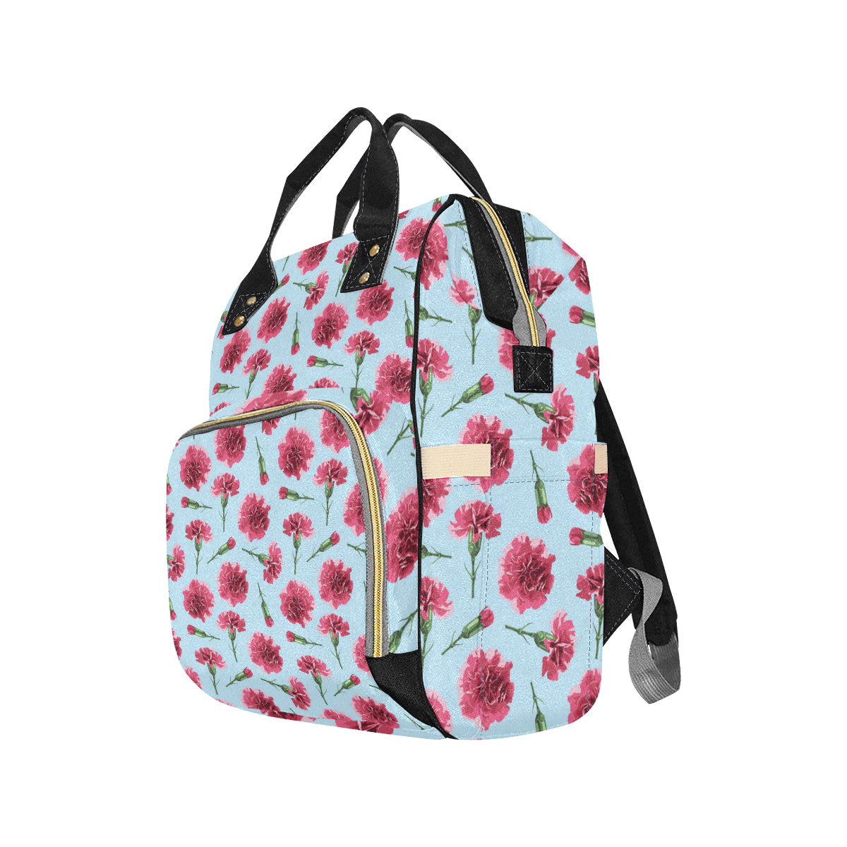 Carnations Pattern Print Design CN01 Diaper Bag Backpack