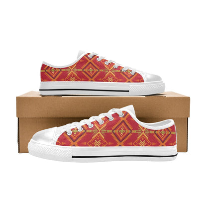 Southwest Pattern Print Design LKS305 Women's White Low Top Shoes