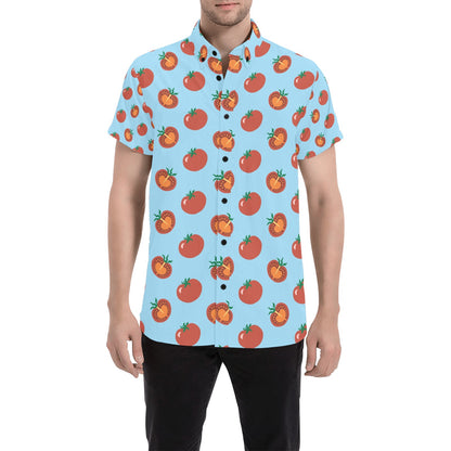 Tomato Print Design LKS304 Men Short Sleeve Button Up Shirt