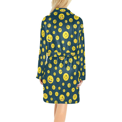 Smiley Face Emoji Print Design LKS301 Women's Fleece Robe