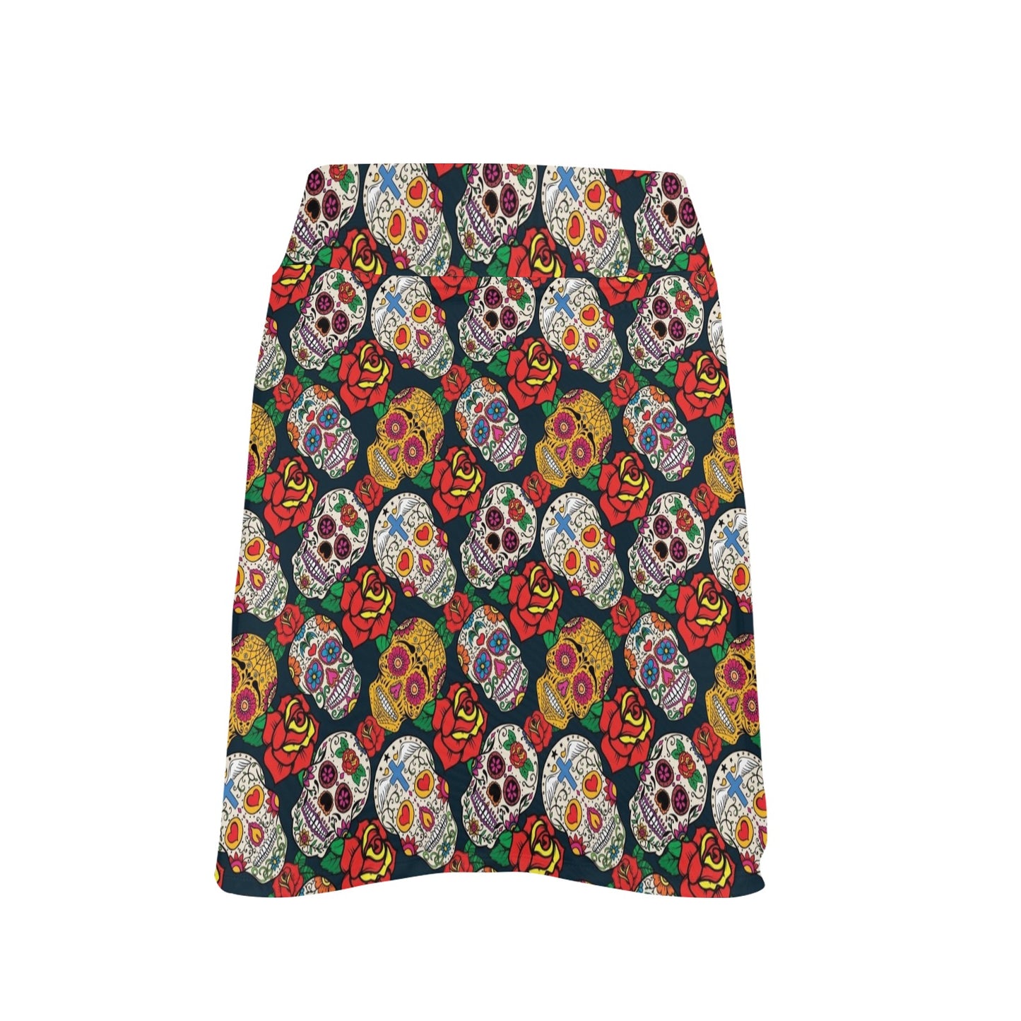 Sugar Skull Print Design LKS306 17" Golf & Pickleball Skort with Pockets