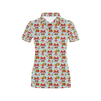 Santa Christmas Themed Print Design LKS303 Women's Polo Shirt