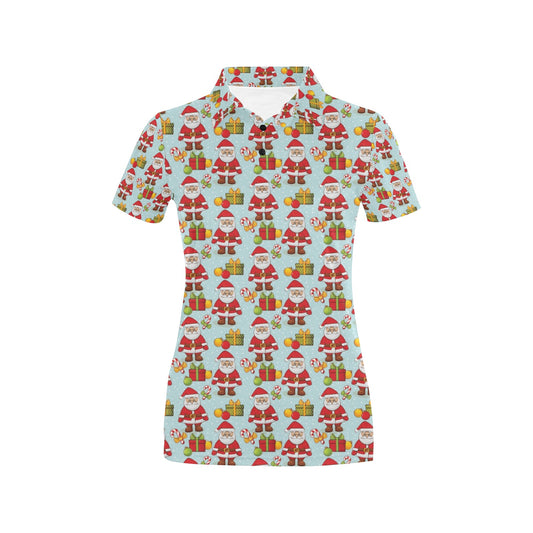 Santa Christmas Themed Print Design LKS303 Women's Polo Shirt
