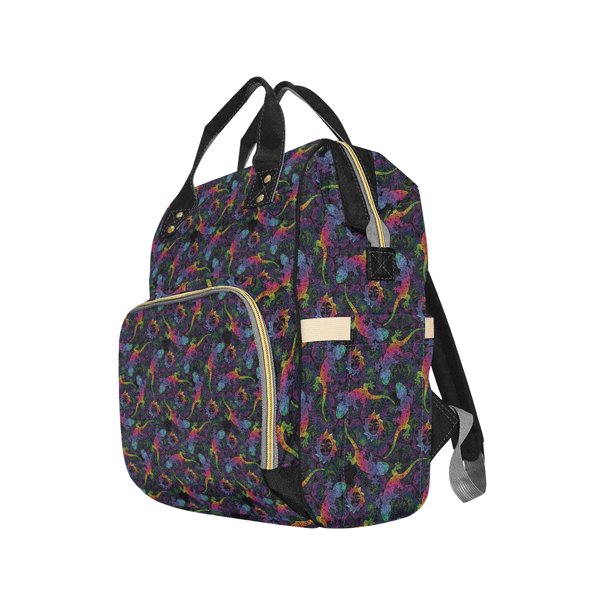 Gecko Rainbow Pattern Print Design 03 Diaper Bag Backpack