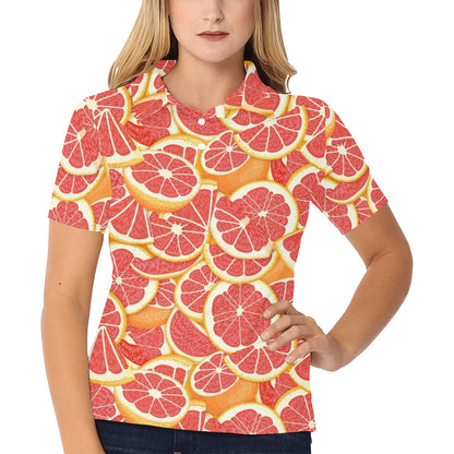 Grapefruit Pattern Print Design GF02 Women's Polo Shirt