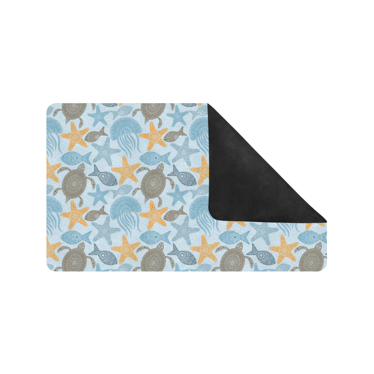 Polynesian Jellyfish Turtle Print Rubber Doormat