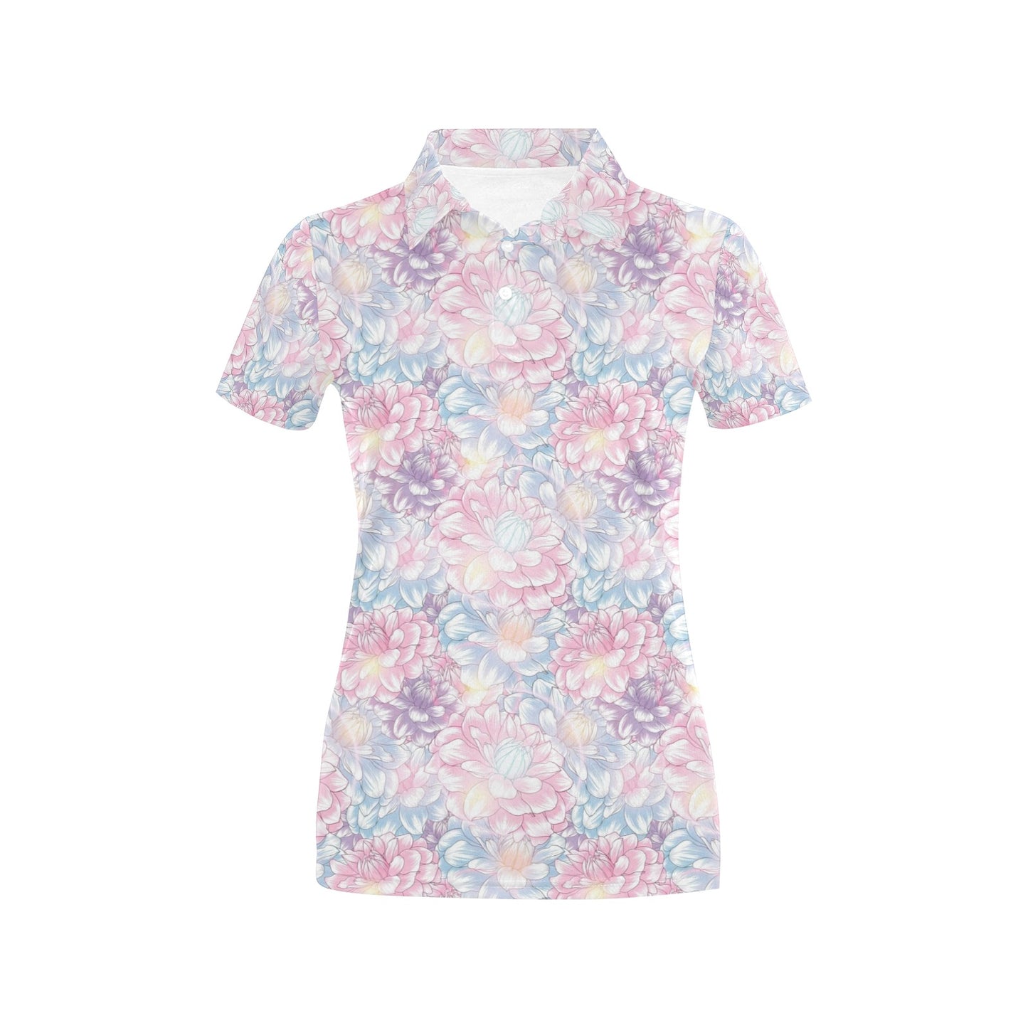 Dahlia Pattern Print Design 01 Women's Polo Shirt