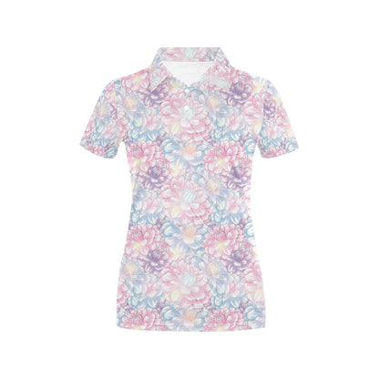Dahlia Pattern Print Design 01 Women's Polo Shirt