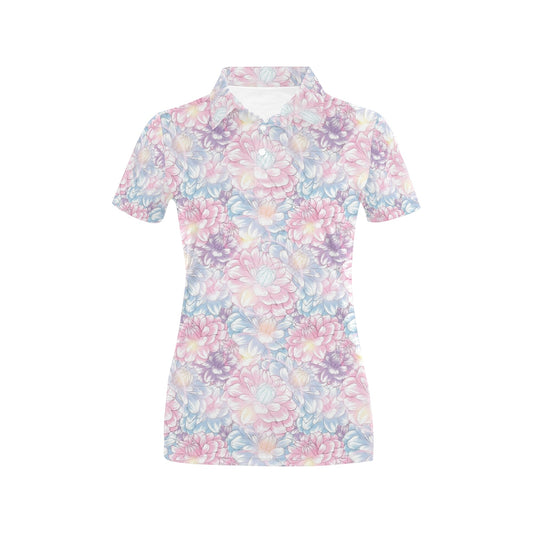 Dahlia Pattern Print Design 01 Women's Polo Shirt