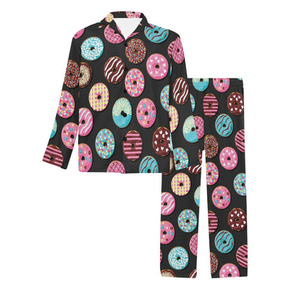 Donut Pattern Print Design DN02 Men's Long Pajama Set