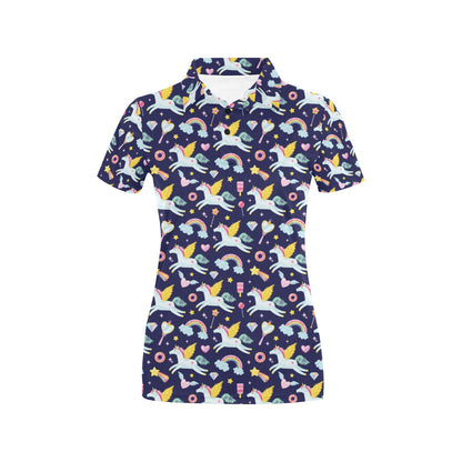 Pegasus Pattern Print Design 05 Women's Polo Shirt