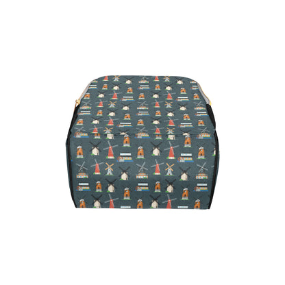 Windmill Pattern Print Design 04 Diaper Bag Backpack